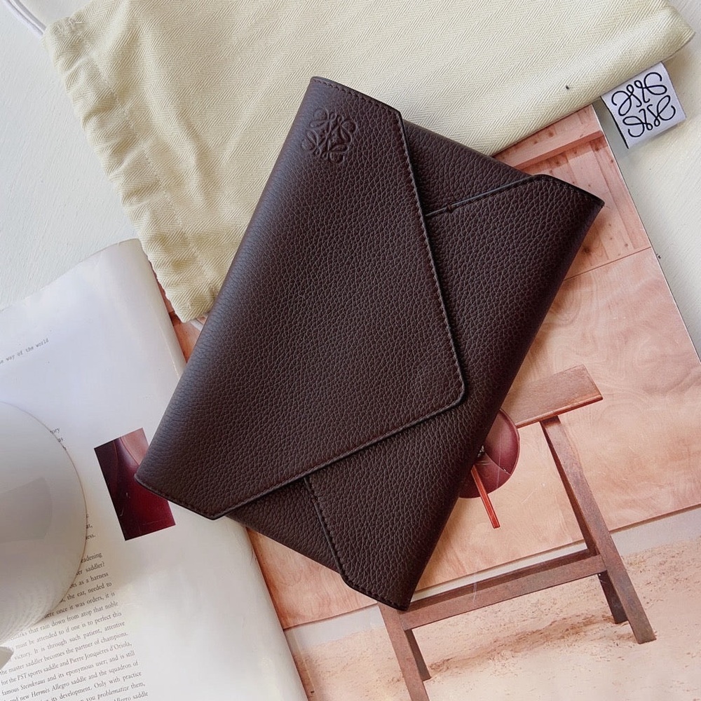 Loewe Leather Envelope Pouch Brown